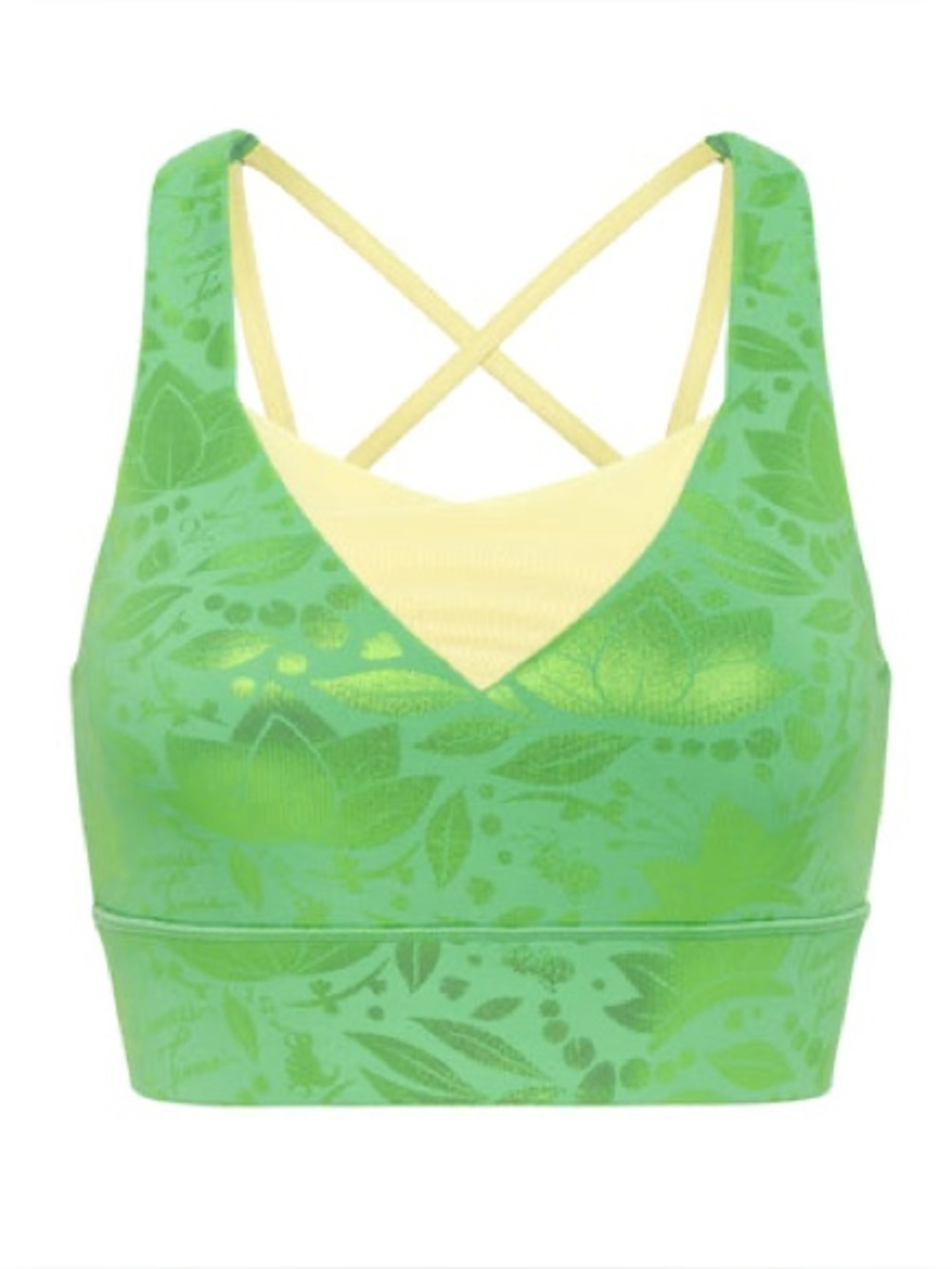 CROWNED ATHLETICS PRINCESS TIANA  Floral Sports Bra with Crisscross Back NWOT XL